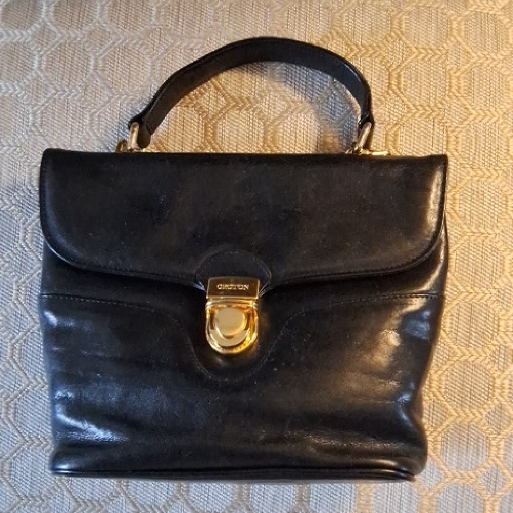 Vintage Oroton Black Leather Handbag
